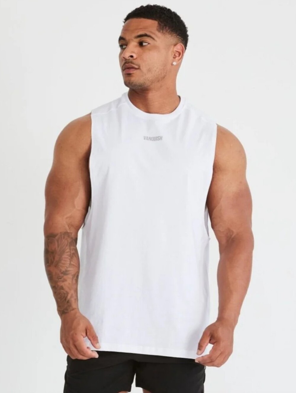 Vanquish Essential White Oversized Sleeveless T-Shirt